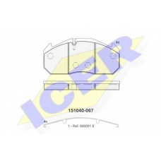151040-067 ICER Комплект тормозных колодок, дисковый тормоз