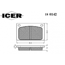 180142 ICER Комплект тормозных колодок, дисковый тормоз