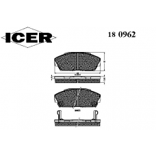 180962 ICER Комплект тормозных колодок, дисковый тормоз