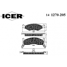 141270-205 ICER Комплект тормозных колодок, дисковый тормоз
