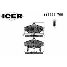 141111-700 ICER Комплект тормозных колодок, дисковый тормоз