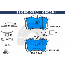 B1.G102-0564.2 GALFER Комплект тормозных колодок, дисковый тормоз
