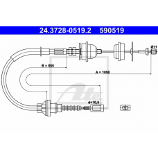 24.3728-0519.2 ATE Трос, управление сцеплением