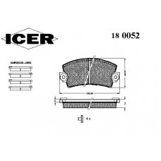 180052 ICER Комплект тормозных колодок, дисковый тормоз