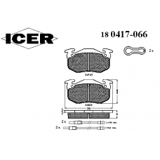 180417-066 ICER Комплект тормозных колодок, дисковый тормоз