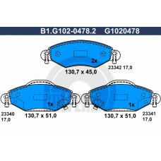 B1.G102-0478.2 GALFER Комплект тормозных колодок, дисковый тормоз