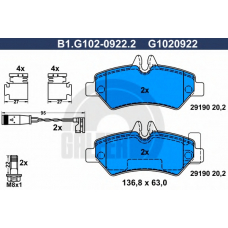 B1.G102-0922.2 GALFER Комплект тормозных колодок, дисковый тормоз