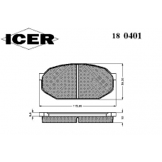 180401 ICER Комплект тормозных колодок, дисковый тормоз