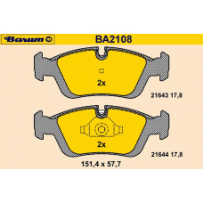 BA2108 BARUM Комплект тормозных колодок, дисковый тормоз