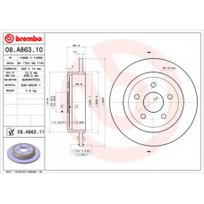 08.A863.11 BREMBO Тормозной диск