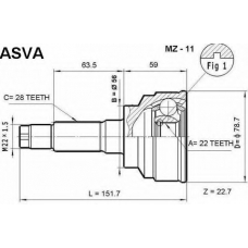 MZ-11 ASVA Шарнирный комплект, приводной вал