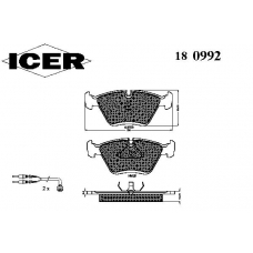 180992 ICER Комплект тормозных колодок, дисковый тормоз
