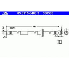 83.6115-0480.3 ATE Тормозной шланг