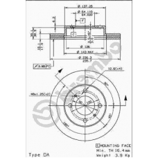 09.7056.10 BREMBO Тормозной диск