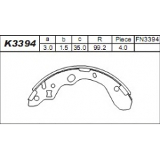K3394 ASIMCO Комплект тормозных колодок