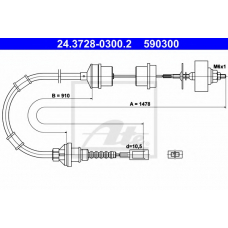 24.3728-0300.2 ATE Трос, управление сцеплением