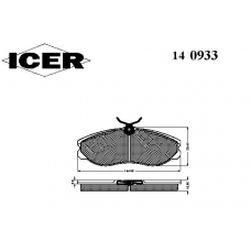 140933 ICER Комплект тормозных колодок, дисковый тормоз