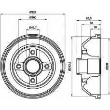 8DT 355 300-401 HELLA Тормозной барабан