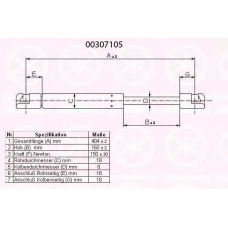 00307105 KLOKKERHOLM Газовая пружина, крышка багажник