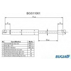 BGS11061 BUGIAD Газовая пружина, крышка багажник