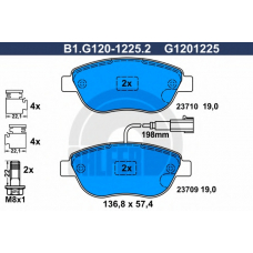 B1.G120-1225.2 GALFER Комплект тормозных колодок, дисковый тормоз