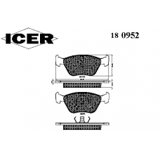 180952 ICER Комплект тормозных колодок, дисковый тормоз