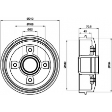 8DT 355 301-211 HELLA PAGID Тормозной барабан