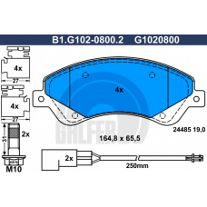 B1.G102-0800.2 GALFER Комплект тормозных колодок, дисковый тормоз