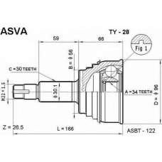 TY-28 ASVA Шарнирный комплект, приводной вал