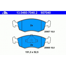 13.0460-7040.2 ATE Комплект тормозных колодок, дисковый тормоз
