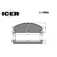 140886 ICER Комплект тормозных колодок, дисковый тормоз