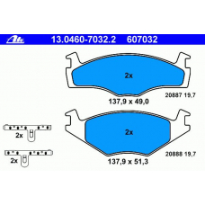 13.0460-7032.2 ATE Комплект тормозных колодок, дисковый тормоз