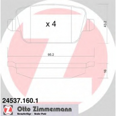24537.160.1 ZIMMERMANN Комплект тормозных колодок, дисковый тормоз
