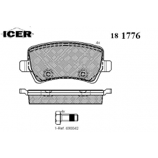 181776 ICER Комплект тормозных колодок, дисковый тормоз
