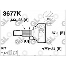 3677K GLO Шарнирный комплект, приводной вал