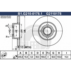 B1.G210-0178.1 GALFER Тормозной диск