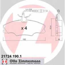 21724.190.1 ZIMMERMANN Комплект тормозных колодок, дисковый тормоз