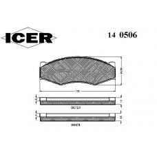 140506 ICER Комплект тормозных колодок, дисковый тормоз