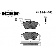 181444-701 ICER Комплект тормозных колодок, дисковый тормоз