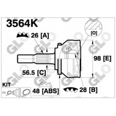 3564K GLO Шарнирный комплект, приводной вал