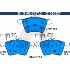 B1.G102-0527.2 GALFER Комплект тормозных колодок, дисковый тормоз