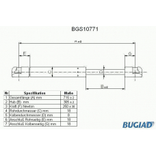 BGS10771 BUGIAD Газовая пружина, капот