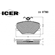 180780 ICER Комплект тормозных колодок, дисковый тормоз
