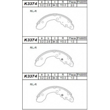 K3374 ASIMCO Комплект тормозных колодок