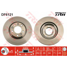 DF6121 TRW Тормозной диск