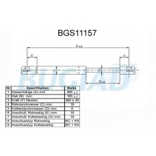 BGS11157 BUGIAD Газовая пружина, крышка багажник