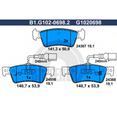 B1.G102-0698.2 GALFER Комплект тормозных колодок, дисковый тормоз