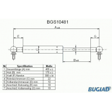 BGS10481 BUGIAD Газовая пружина, крышка багажник