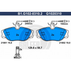 B1.G102-0310.2 GALFER Комплект тормозных колодок, дисковый тормоз
