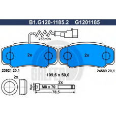 B1.G120-1185.2 GALFER Комплект тормозных колодок, дисковый тормоз